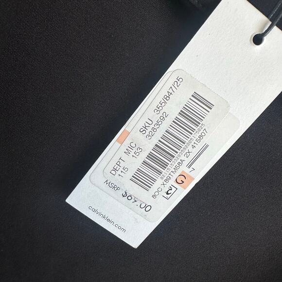 Calvin Klein Square Neck Split Sleeve Pearl Accent Dressy Blouse Top Black 2X - Picture 3 of 10